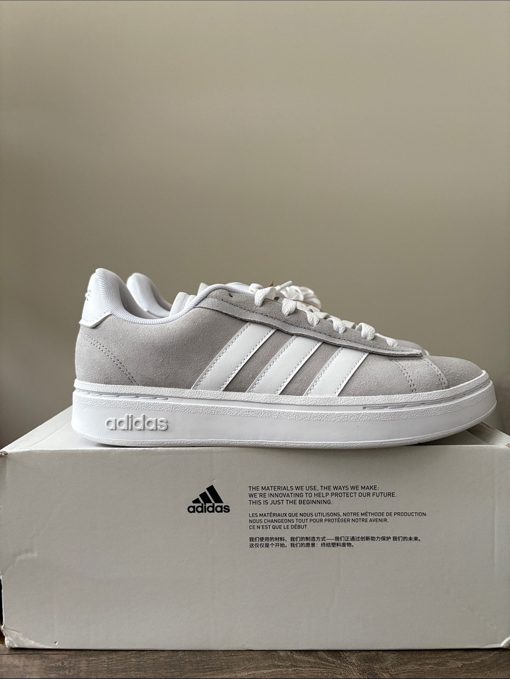 adidas Grand Court Alpha Sneakers in Gray and White